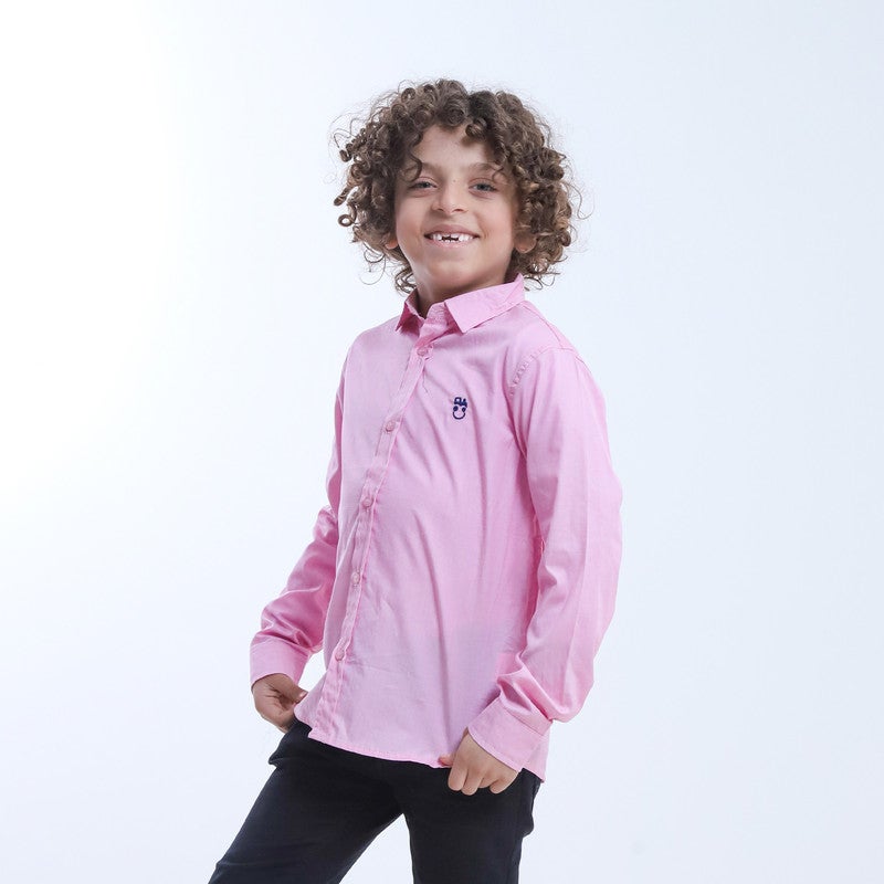 BEBO Plain long-sleeved boys' shirt_Pink - Image 3